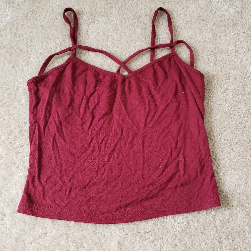 Red cropped tank top